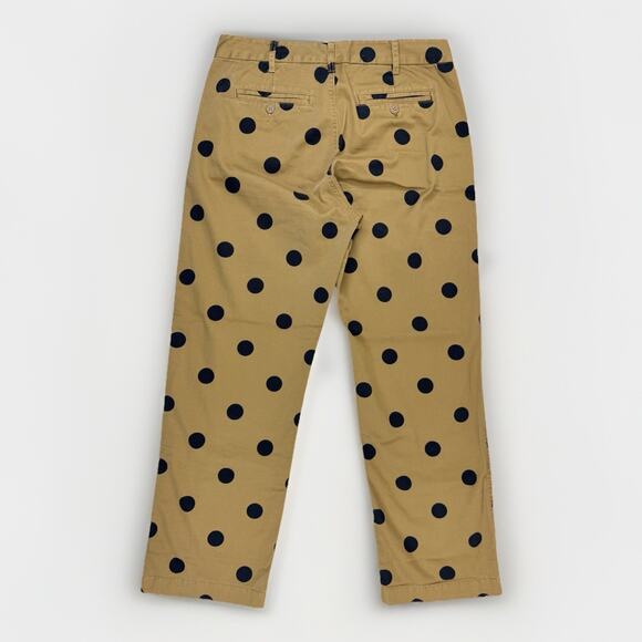 J.Crew Polka Dot Chino Pants Womens 8 Tan Black Ankle Crop 100% Cotton Preppy - Picture 10 of 12